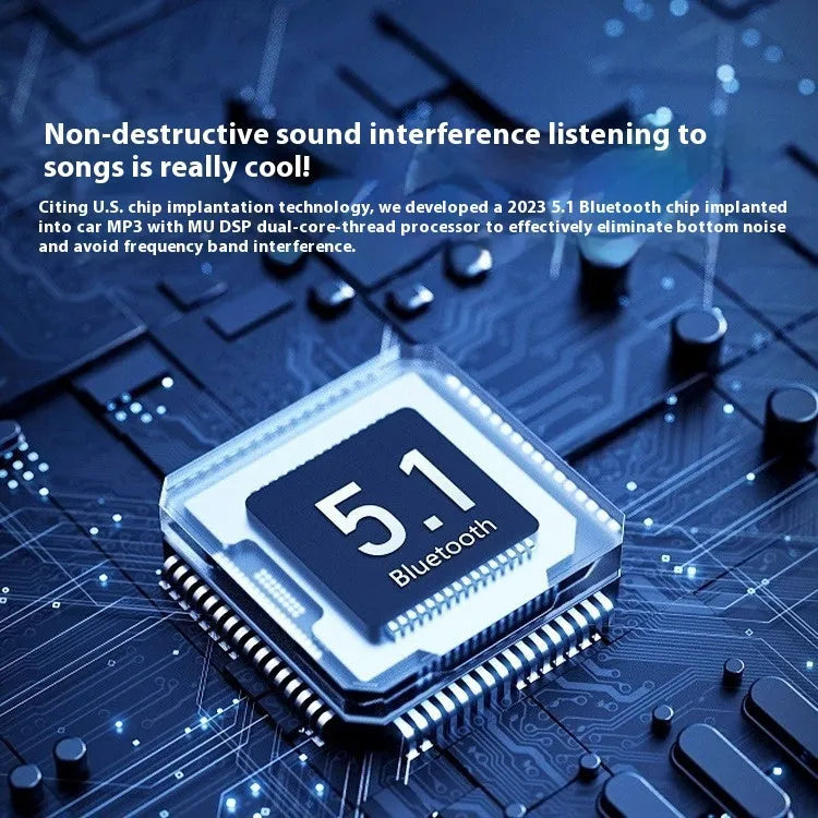 Bluetooth car audio receiver with LED display and dual USB charging ports for vehicle installation