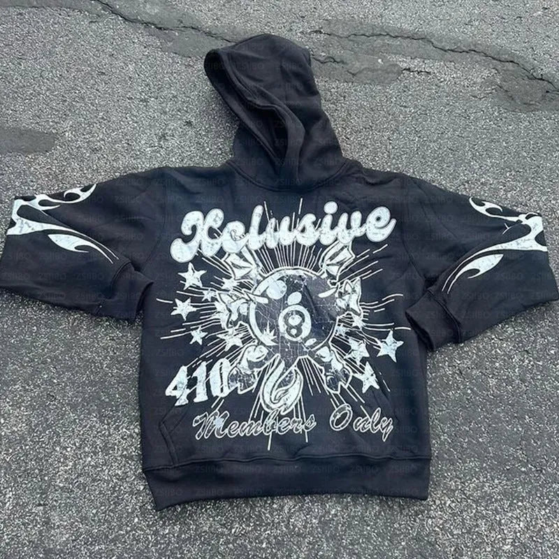 Loose street hipster pullover jumper with front pocket in medium-thick polyester fabric