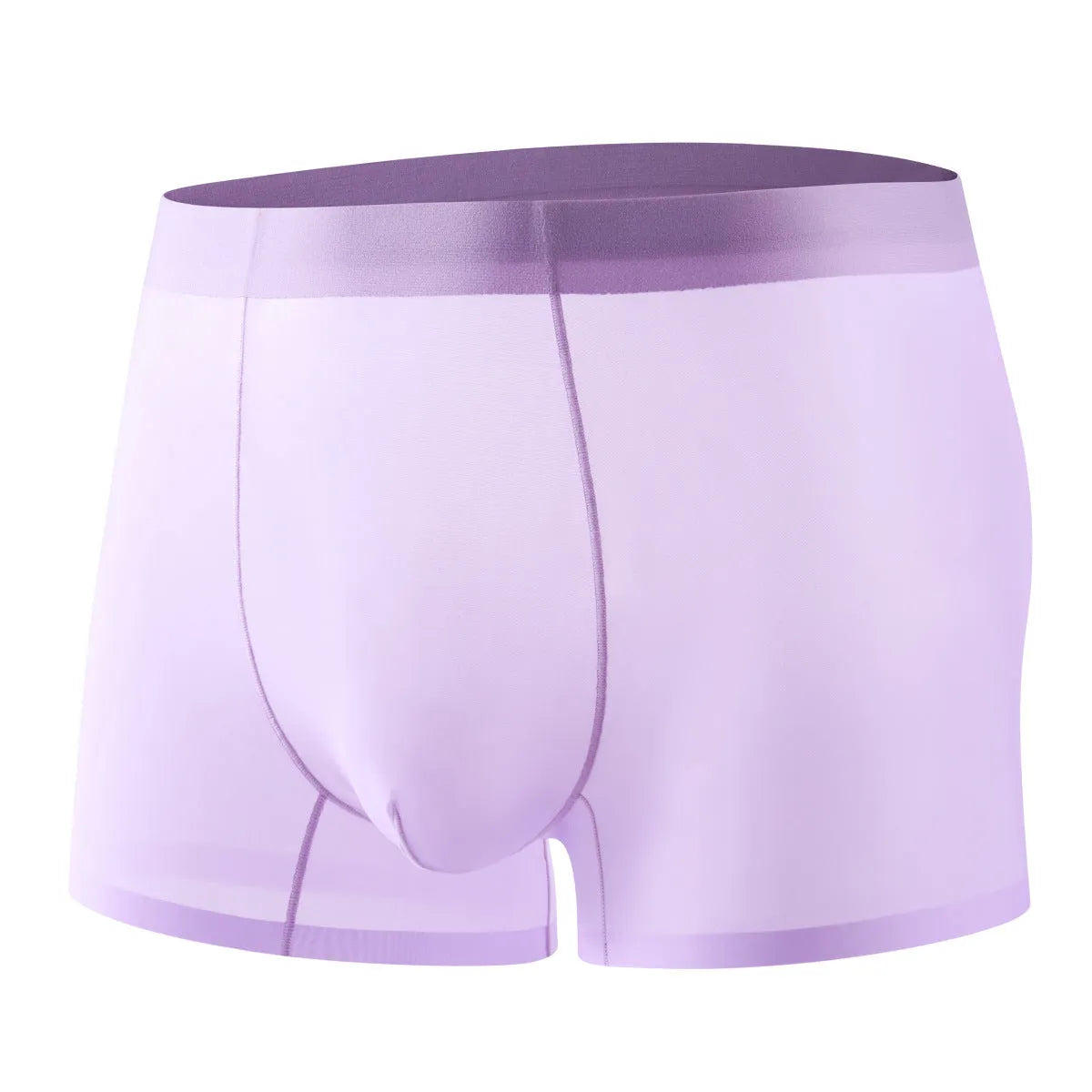 Ultra-thin Ice Silk seamless boxer briefs in white, shown flat.