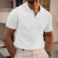 Men's slim fit heavy waffle textured T-shirt in grey, shown front-on.