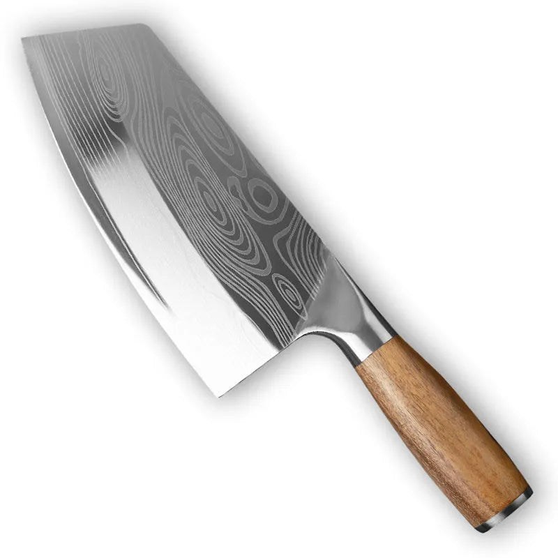 Stainless steel kitchen knife with 320mm blade, 2.3mm thickness, and 40cr13 steel construction