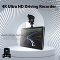 Black 7-inch wireless CarPlay projection camera and dash cam with touch screen for dashboard mounting.