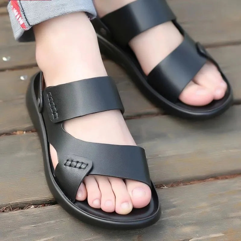 Men's waterproof plastic casual sandals in brown and black colour options for beach and pool use