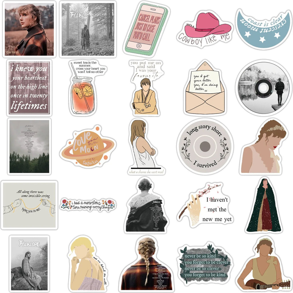 50 waterproof stickers with graffiti and cartoon designs from Mildew album series, 4-6cm size