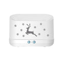 White round humidifier diffuser with glowing flame effect light and USB cable