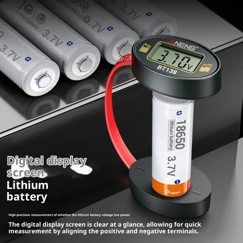 BT138 small portable digital display battery detector with magnetic battery level tester function