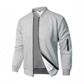 Men's loose-fit knitted jacket in cotton with long sleeves and edging detail, shown in black colour