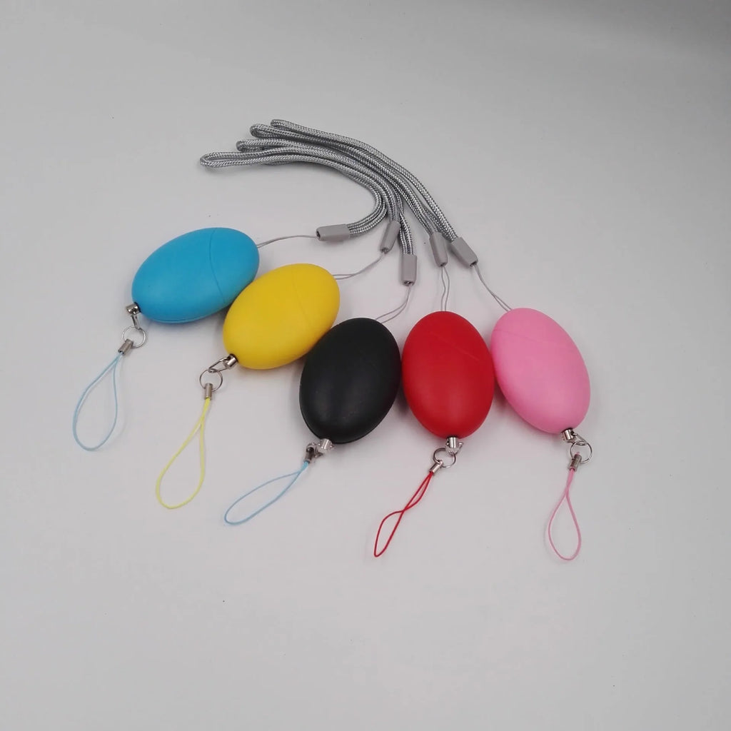 Oval 120dB personal alarm for women, elderly and children in black, blue, pink, red or yellow
