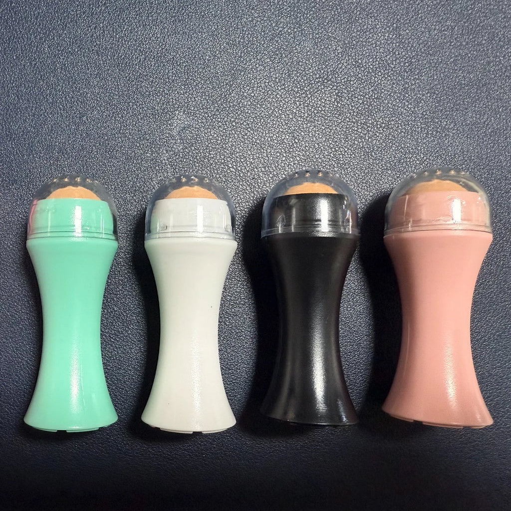 Volcanic Portable Roller in black, green, pink, or white for oily skin control with real volcanic stone
