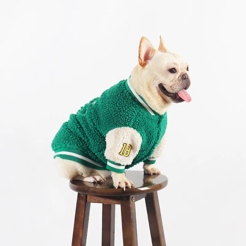 Green cotton dog winter coat with fleece lining for large breeds sizes L to 4XL