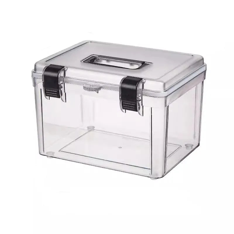 Transparent ABS plastic storage box with locking lid in 4L 8L 11L sizes