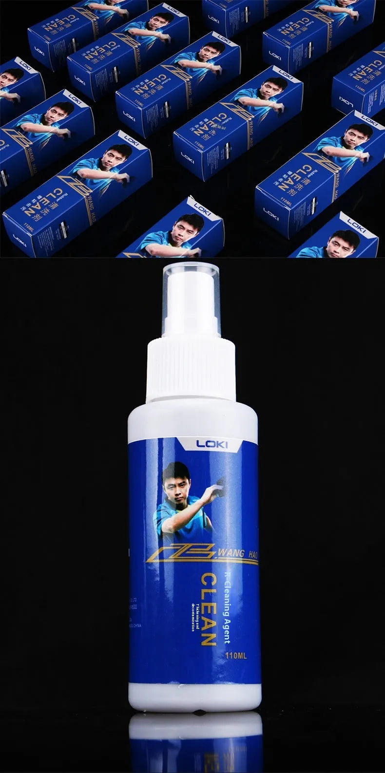 110ml table tennis rubber cleaning agent bottle with sponge applicator for paddle maintenance