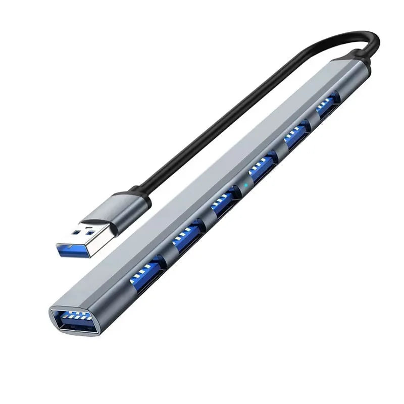 Blue Type-C to 7 USB docking station with 0.1m cable and 10Gbps transmission rate