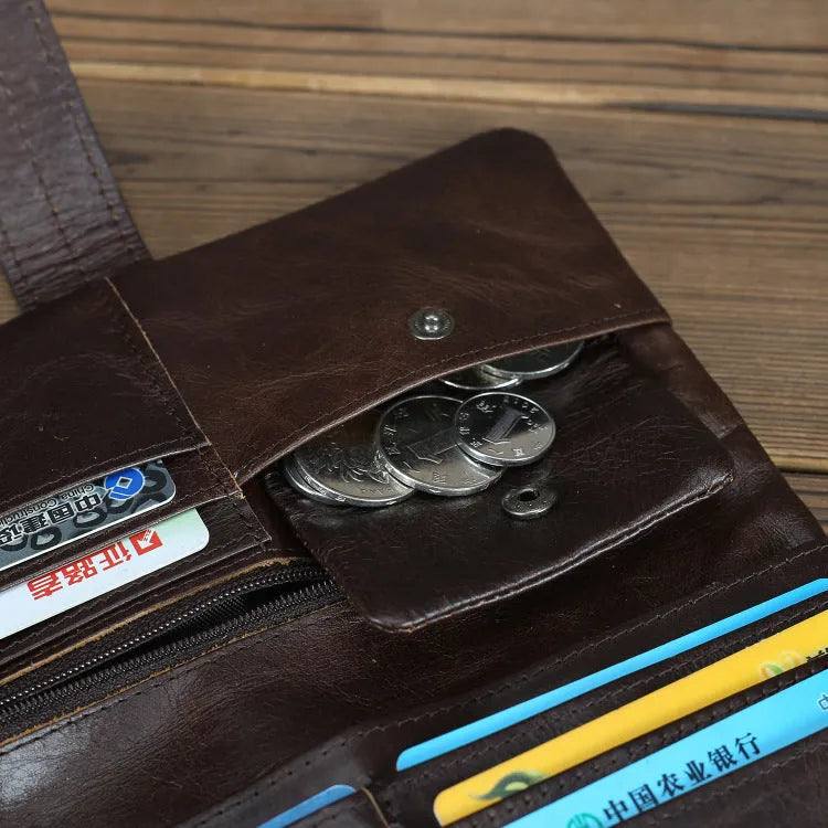 Genuine leather women's wallet with multiple card slots in brown colour