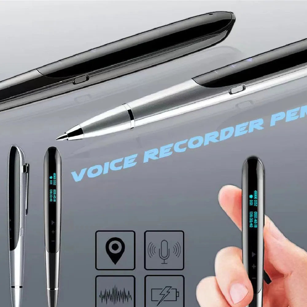 Lossless writable recording pen with OLED screen in black or silver, zinc alloy shell, and multiple capacity options