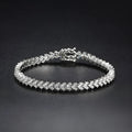 Silver plaid bracelet for women with high carbon diamond or moissanite, sizes 14cm to 23cm