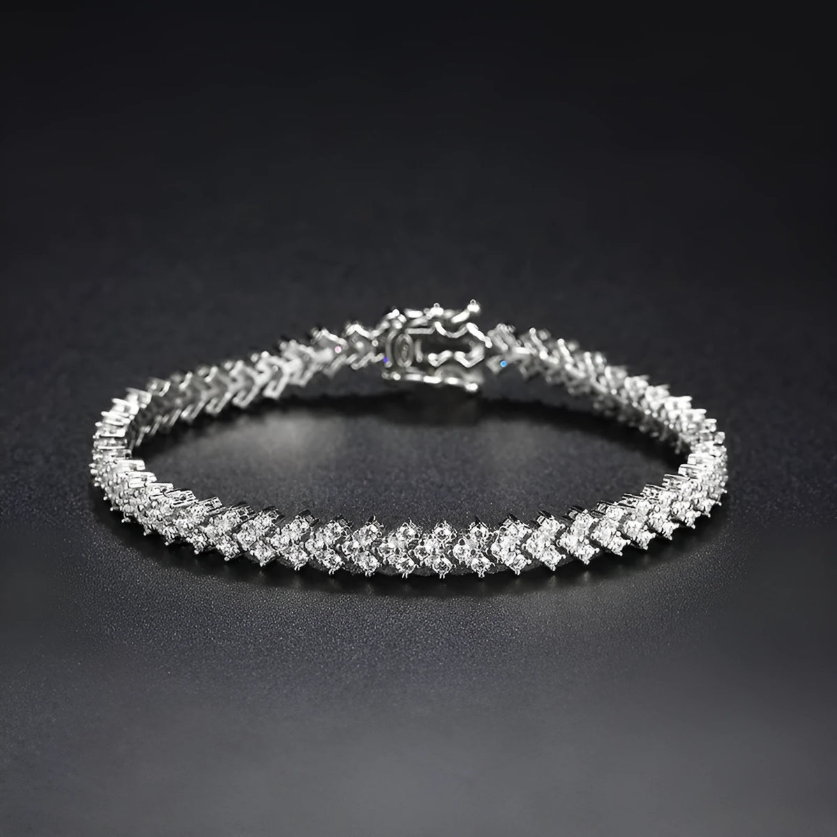 Silver plaid bracelet for women with high carbon diamond or moissanite, sizes 14cm to 23cm