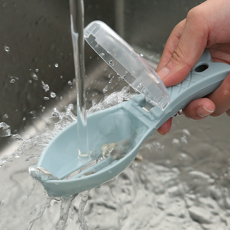Homeenjoy uk Premium Fish Scale Scraper - Effortless Cleaning for Anglers in the UK-Fast Fish Scale Scraper - Cute Fish-Shaped Cleaning Tool & Skin Remover Brush with Clear Lid (Kitchen Supplies)