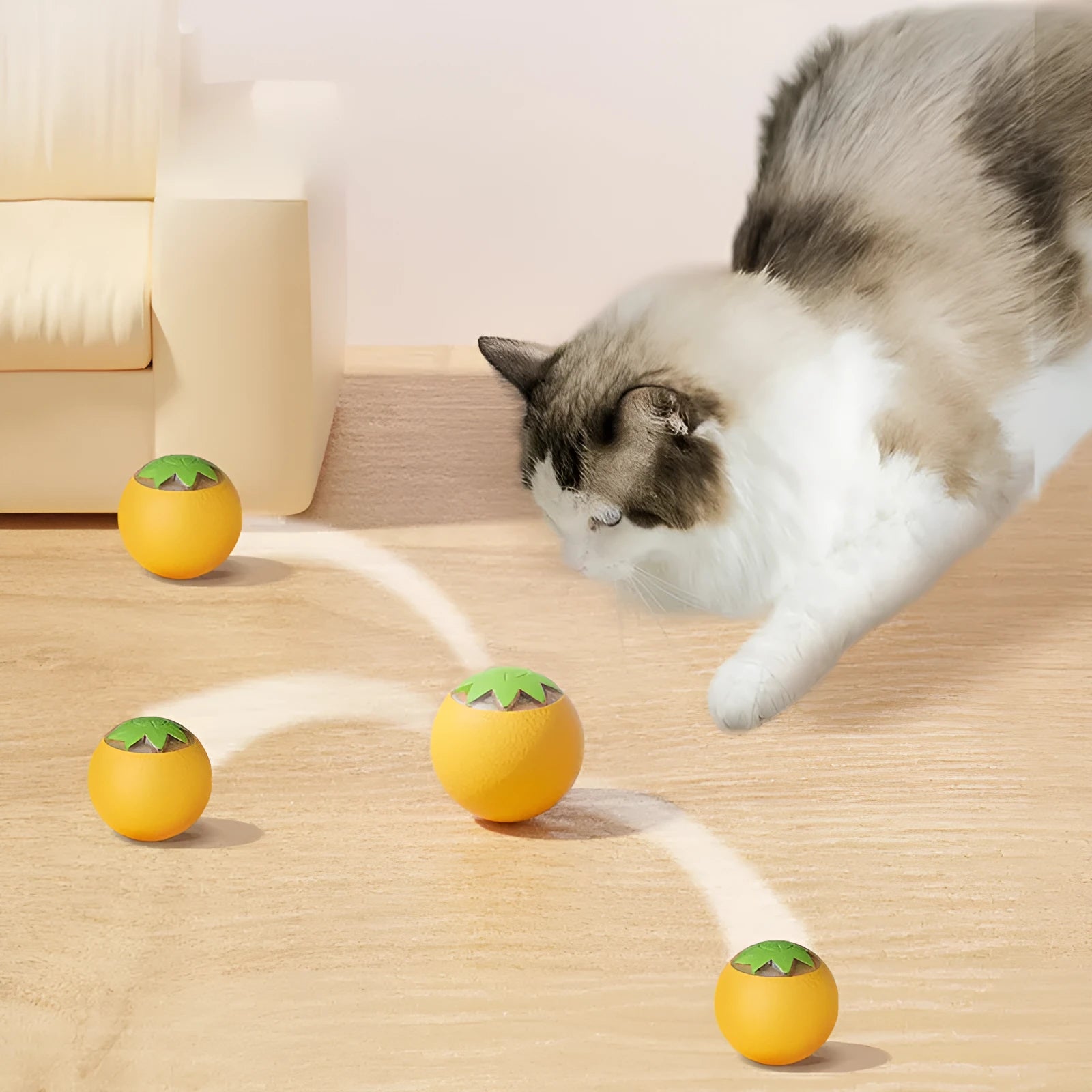 Small green automatic rolling ball pet toy for dogs and cats with flashing lights