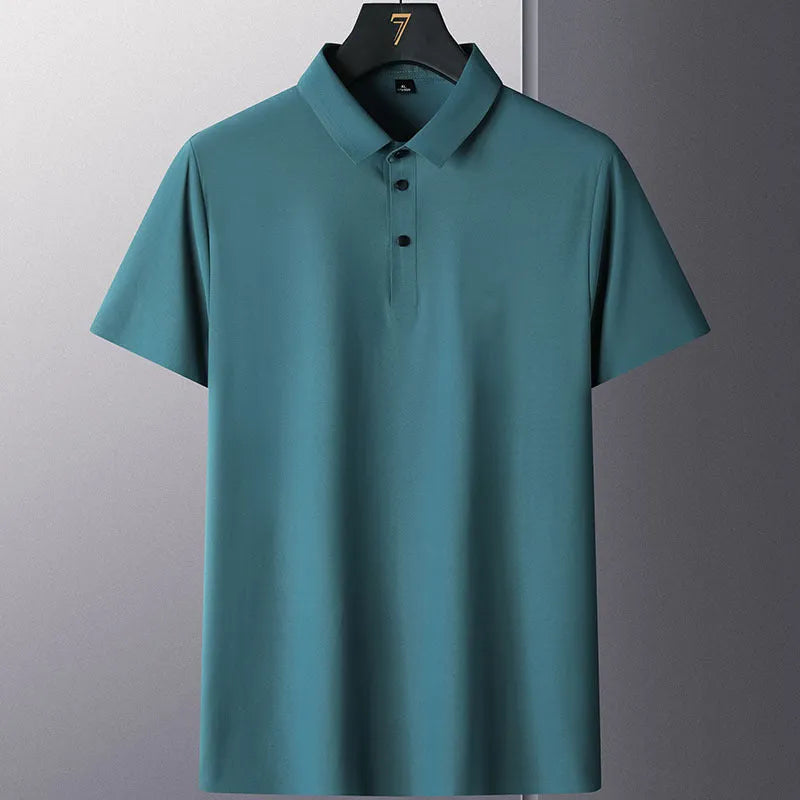 Men's short-sleeve non-ironing shirt in solid colour, sizes M to 8XL, made from nylon fabric