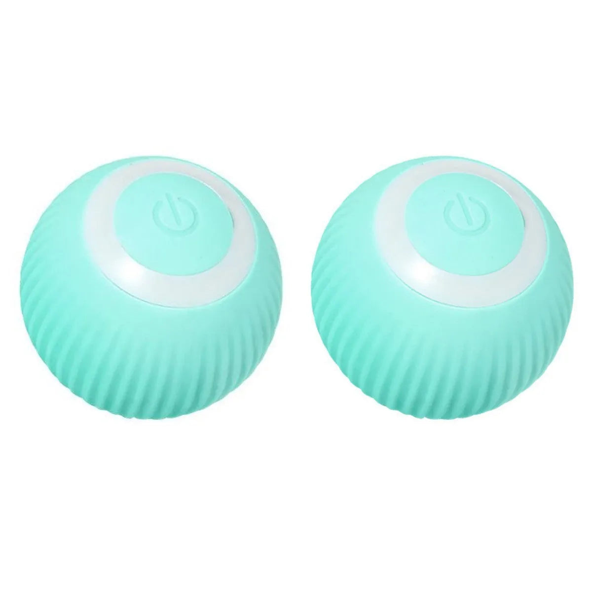 Green automatic rolling ball cat toy with a 43mm ball on a hard floor