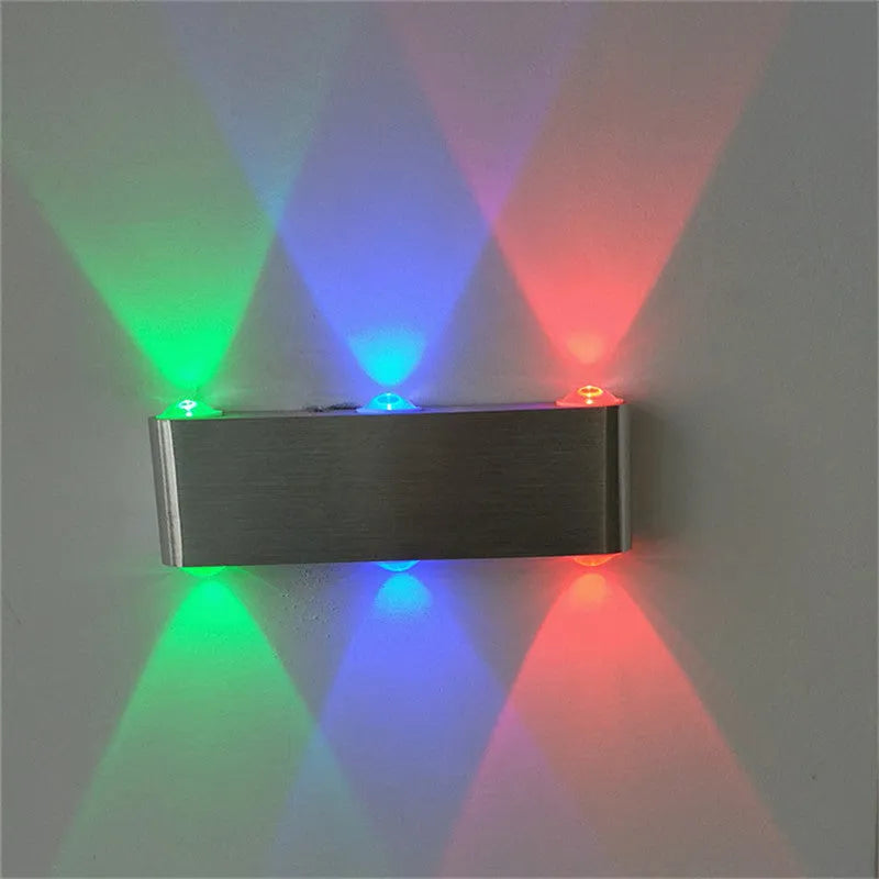 Silver aluminium rectangular LED wall lamp with multi-colour lighting options for bedroom