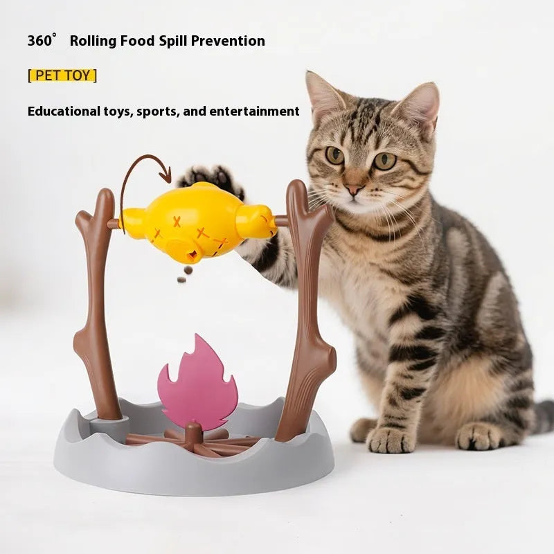 30x30x29cm tumbling cat feeder with ABS and TPR construction dispensing freeze-dried treats