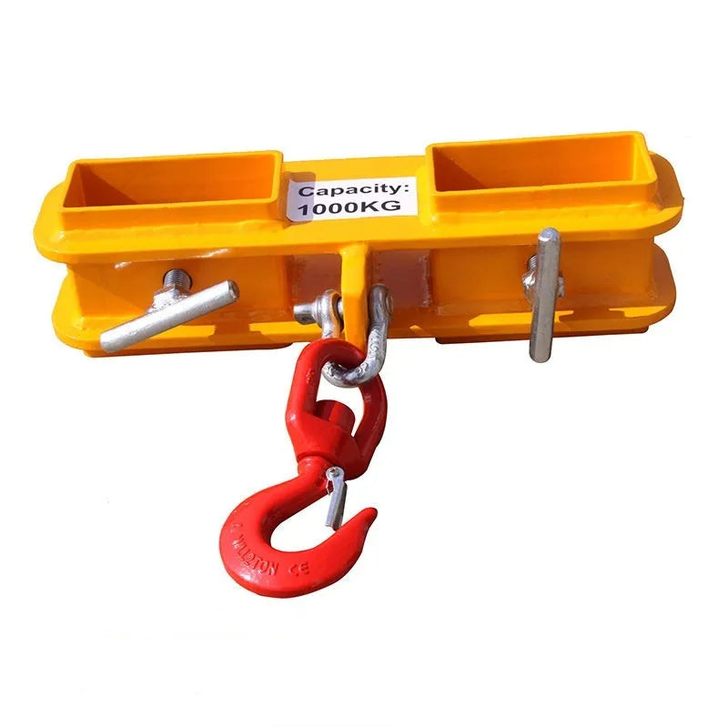 Rotatable drum crane locking forklift hook with safety device and 500kg capacity on forklift forks