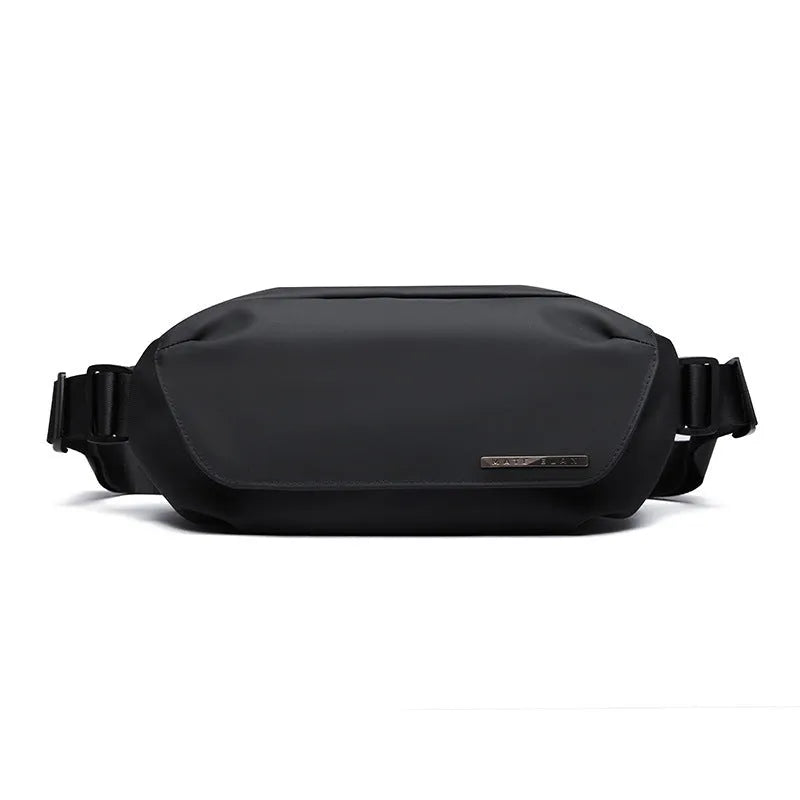 Black men's messenger bag with cross-body strap, Oxford cloth exterior, and street-trend design