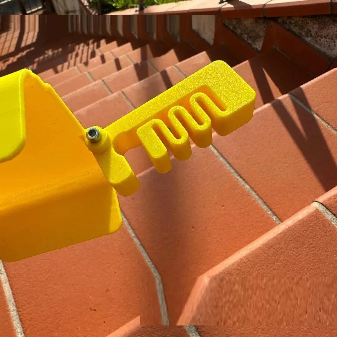 Yellow plastic beach pool phone sunshade holder clipped to mobile device