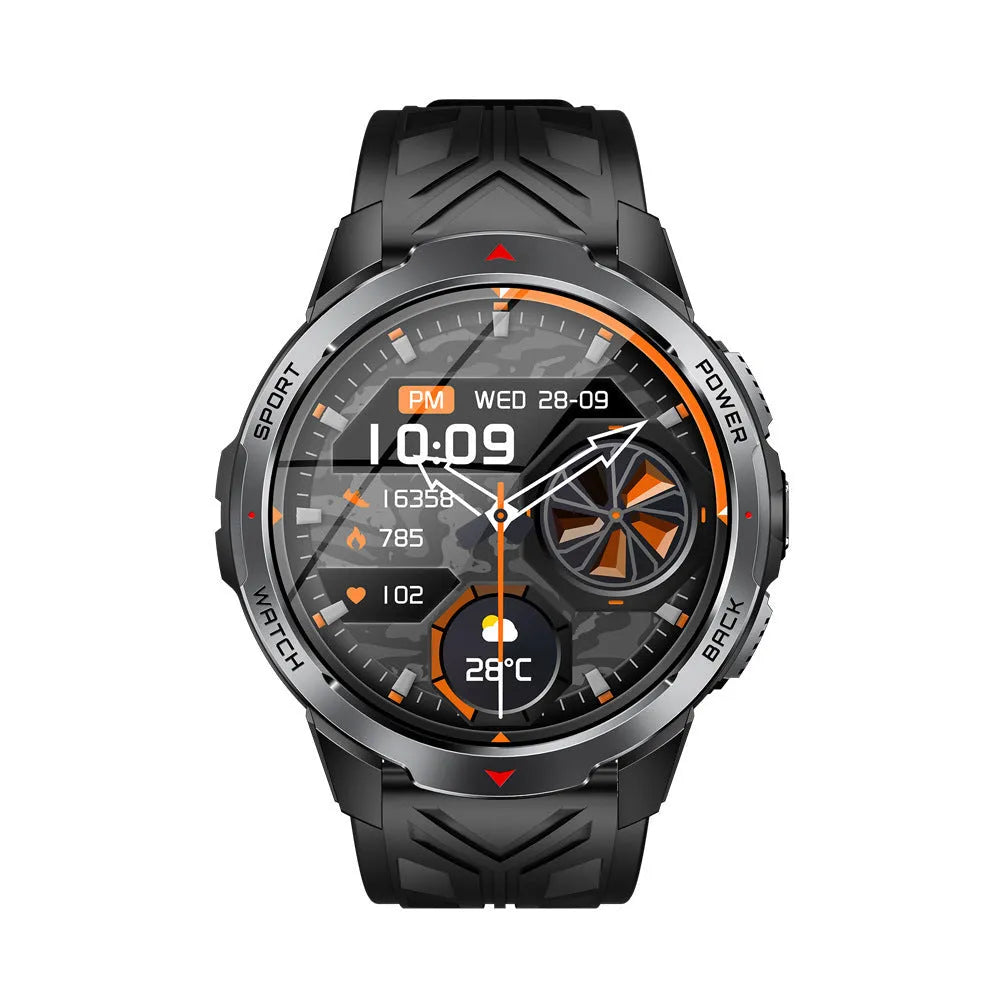 Smart watch with Bluetooth calling, heart rate and blood oxygen monitor, flashlight, TFT screen, black or silver, silicone strap