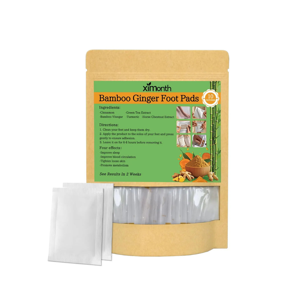 Ginger and turmeric adhesive health patches pack containing 10 patches with bamboo vinegar formulation