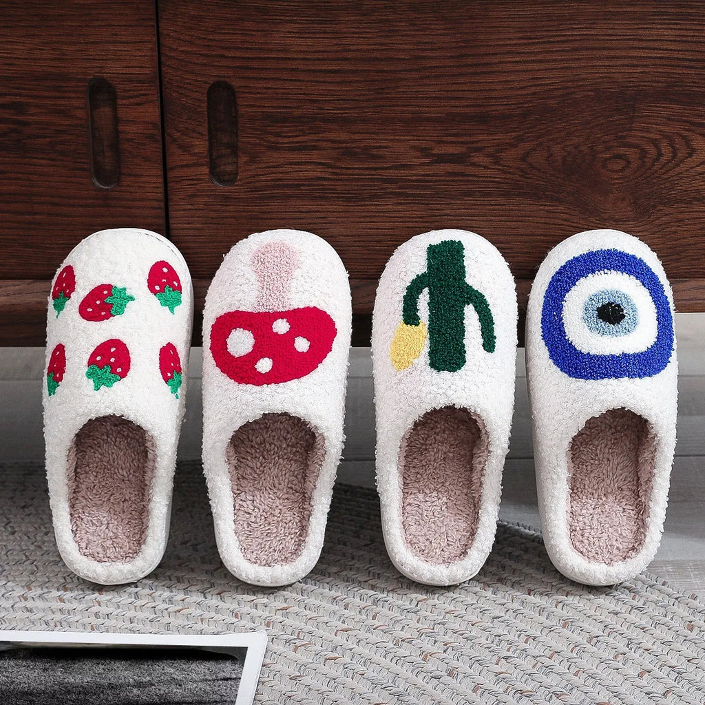 Pair of cotton indoor slippers with cartoon dachshund pattern, plastic non-slip sole, 2.5cm heel height, for men and women