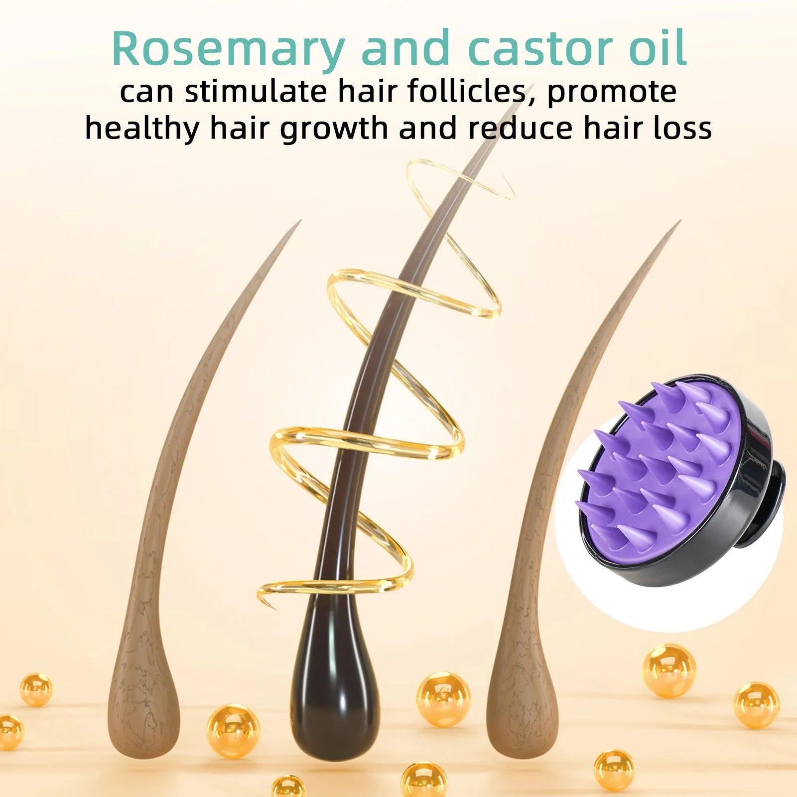 Hair oil 118ml bottle with massage brush for strong hair care treatment