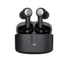 Black plastic in-ear Bluetooth sports headset with halter design, ANC, and 15 metre range