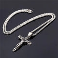 Unisex 60cm keel chain necklace with alloy cross or flower basket pendant in silver or gold