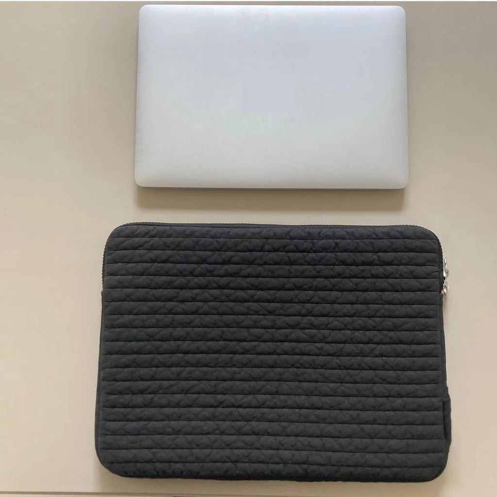 Black and white cotton cloth anti-seismic laptop sleeve for tablet protection with coin pocket