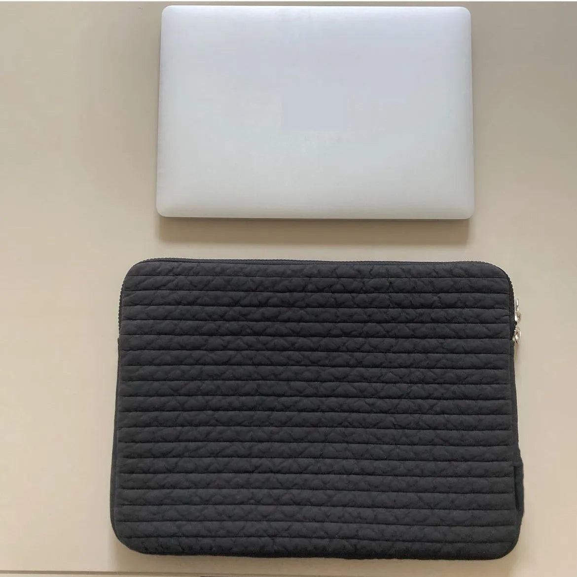 Black and white cotton cloth anti-seismic laptop sleeve for tablet protection with coin pocket