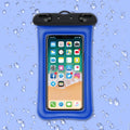 Double airbag mobile phone waterproof bag in orange with 45cm rope and ABS switch, showing lightweight design