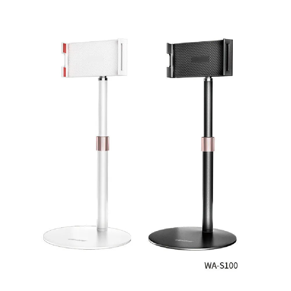 Black adjustable tablet bracket with 200mm telescopic arm holding 11-inch tablet