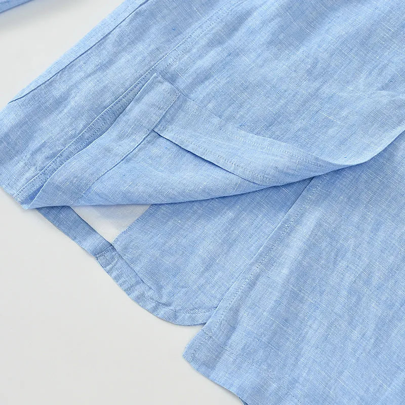 Men's lightweight linen suit coat in solid colour with stick pocket, available in sizes S to 3XL
