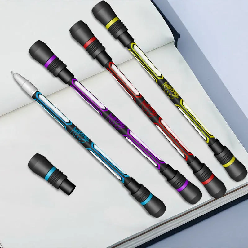 Frosted silica gel anti-slip spinning pen with 0.35mm needle tube tip, shown at 210mm length.