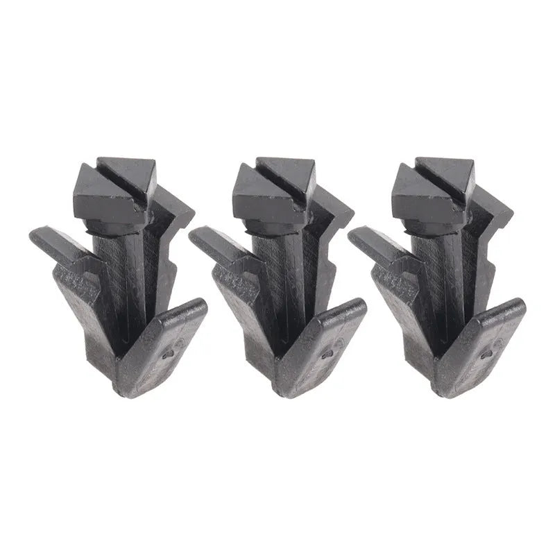 Black plastic automotive fastening clip for Nissan bumper and radiator grille, part number 76882-0M060.