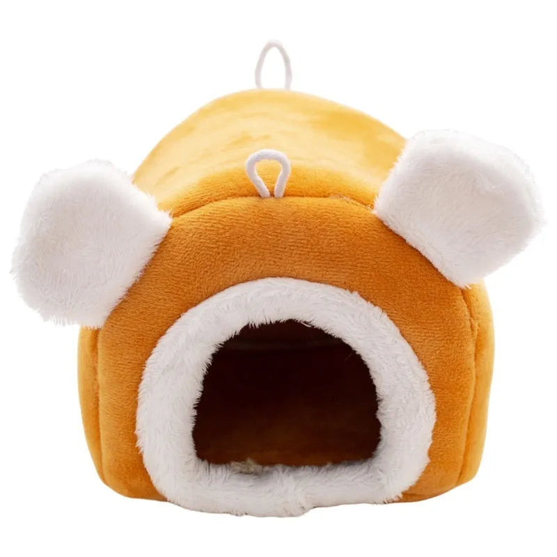 Small cloth hamster nest bed in orange or grey, available in 12x12x12cm and 15x15x15cm sizes