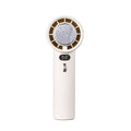 White and grey portable handheld turbo fan with semiconductor cooling and adjustable speeds.