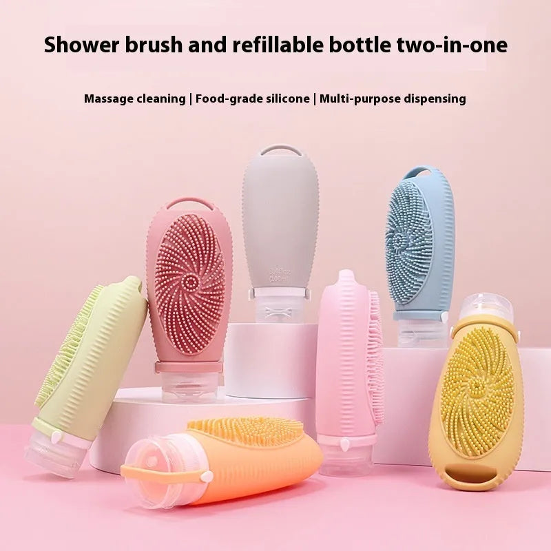 Silicone bath brush storage bottle in various colours with 100ml capacity for bathroom organisation