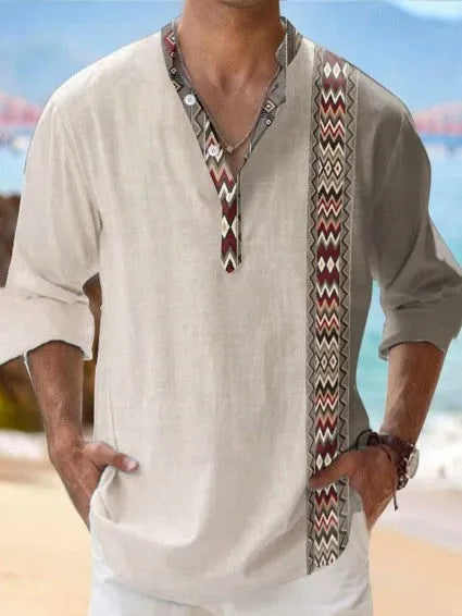Thin casual Hawaiian long sleeve shirt with striped pattern, available in sizes S to 6XL and colours including lilac