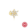 S925 sterling silver water drop earrings with flat spiral puncture in gold-plated finish, showing geometric shape and secure earring mechanism