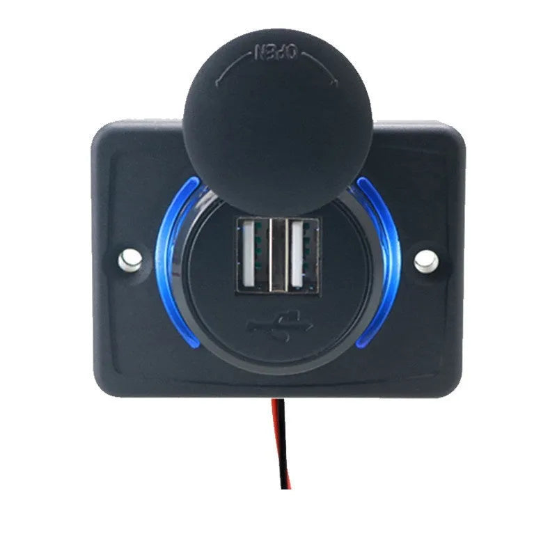 Black 12V dual USB vehicle charger with 3.1A output for dashboard installation