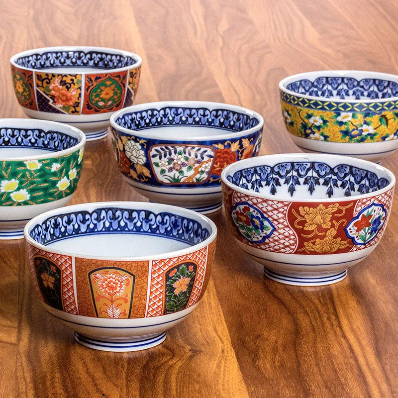 Retro ceramic bowl with underglaze peony pattern, 4-inch diameter, porcelain material